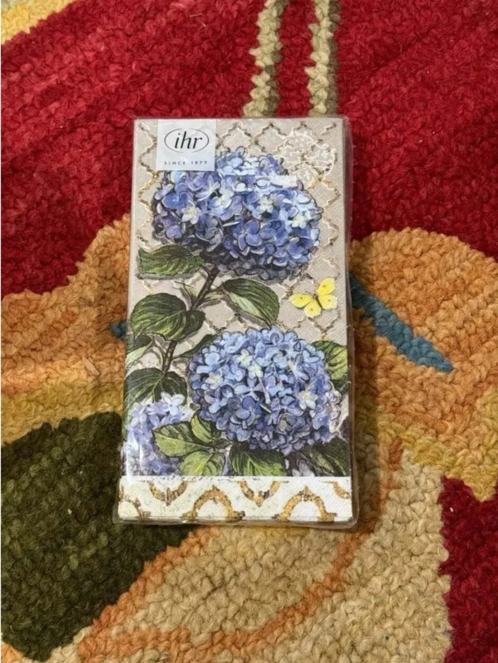 ihr Blue Hydrangea Decorative Napkins - Blue Floral Accent